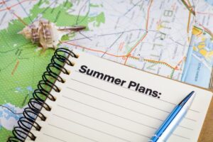 a map with a journal that says summer plans